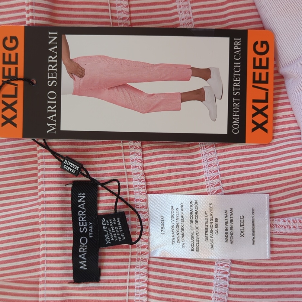 Mario Serrani, Orange And Ivory Pinstripe Ankle/Capri Pants. XXl - Picture 6 of 9
